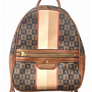 London Fog Hasley Signature Backpack- Cognac